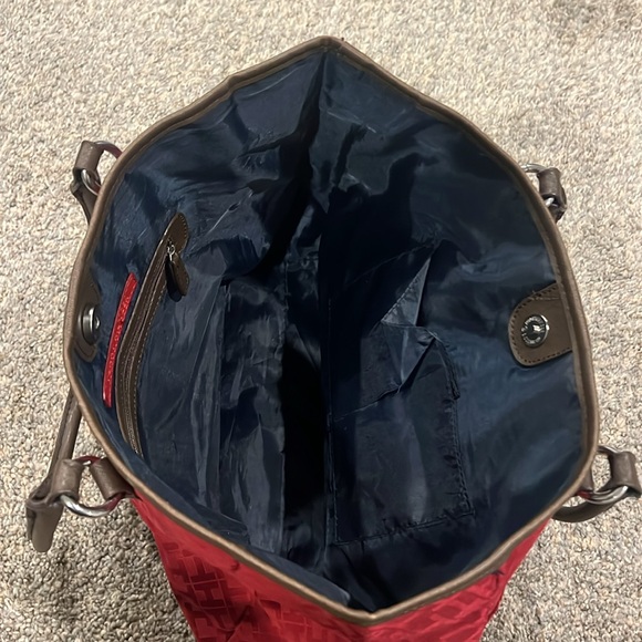 Tommy Hilfiger Red & Brown Tote Bag Purse - Picture 5 of 15